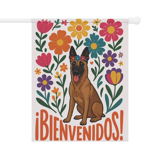 Printify Home Decor 24.5'' × 32'' Belgian Malinois Dog Garden Flag, Spanish Front Yard Decor, Outdoor Spring Decoration