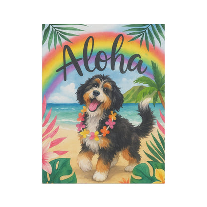 Printify Garden Flag Bernedoodle Aloha Garden Flag