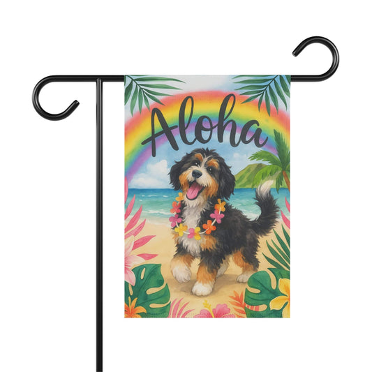 Printify Garden Flag Bernedoodle Aloha Garden Flag