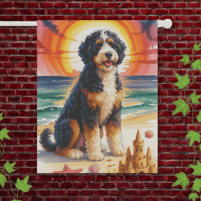 Printify Garden Flag 24.5'' × 32'' Bernedoodle Beach Garden Flag