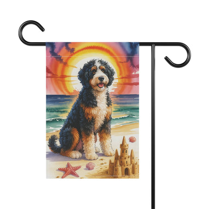 Printify Garden Flag Bernedoodle Beach Garden Flag