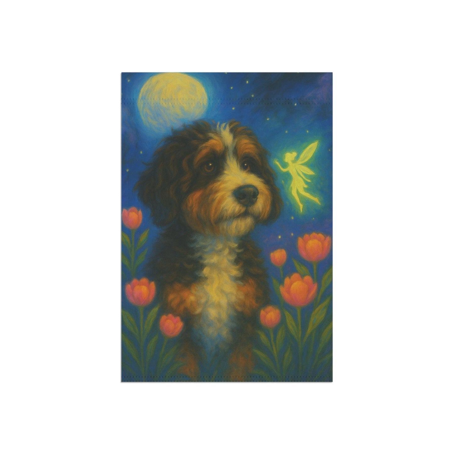 Printify Garden Flag Bernedoodle Fairy Garden Flag