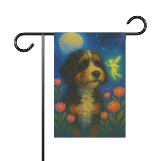 Printify Garden Flag Bernedoodle Fairy Garden Flag