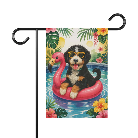 Printify Garden Flag Bernedoodle Floatie Garden Flag
