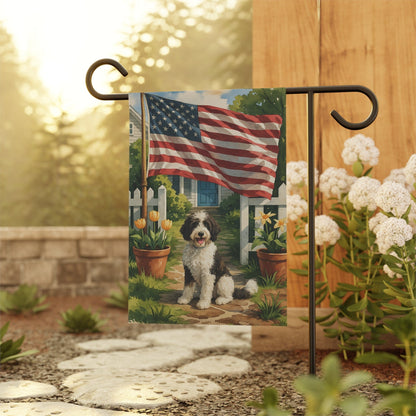 Printify Garden Flag Bernedoodle Independence Day Garden Flag, 4th of July, US Flag Yard Decor