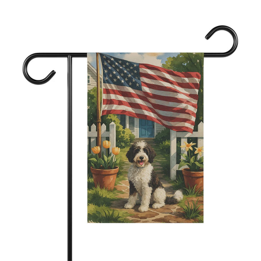 Printify Garden Flag 12'' × 18'' Bernedoodle Independence Day Garden Flag, 4th of July, US Flag Yard Decor