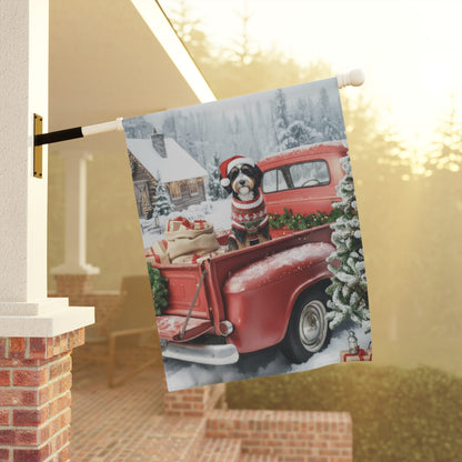 Bernedoodle Truck Christmas Garden Flag