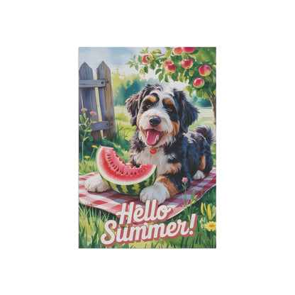 Printify Garden Flag Bernedoodle Watermelon Garden Flag