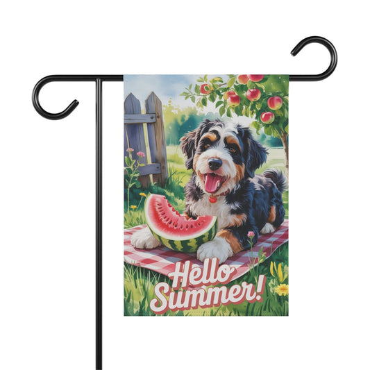Printify Garden Flag Bernedoodle Watermelon Garden Flag