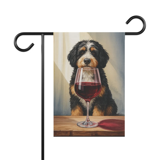 Printify Garden Flag Bernedoodle Wine Garden Flag