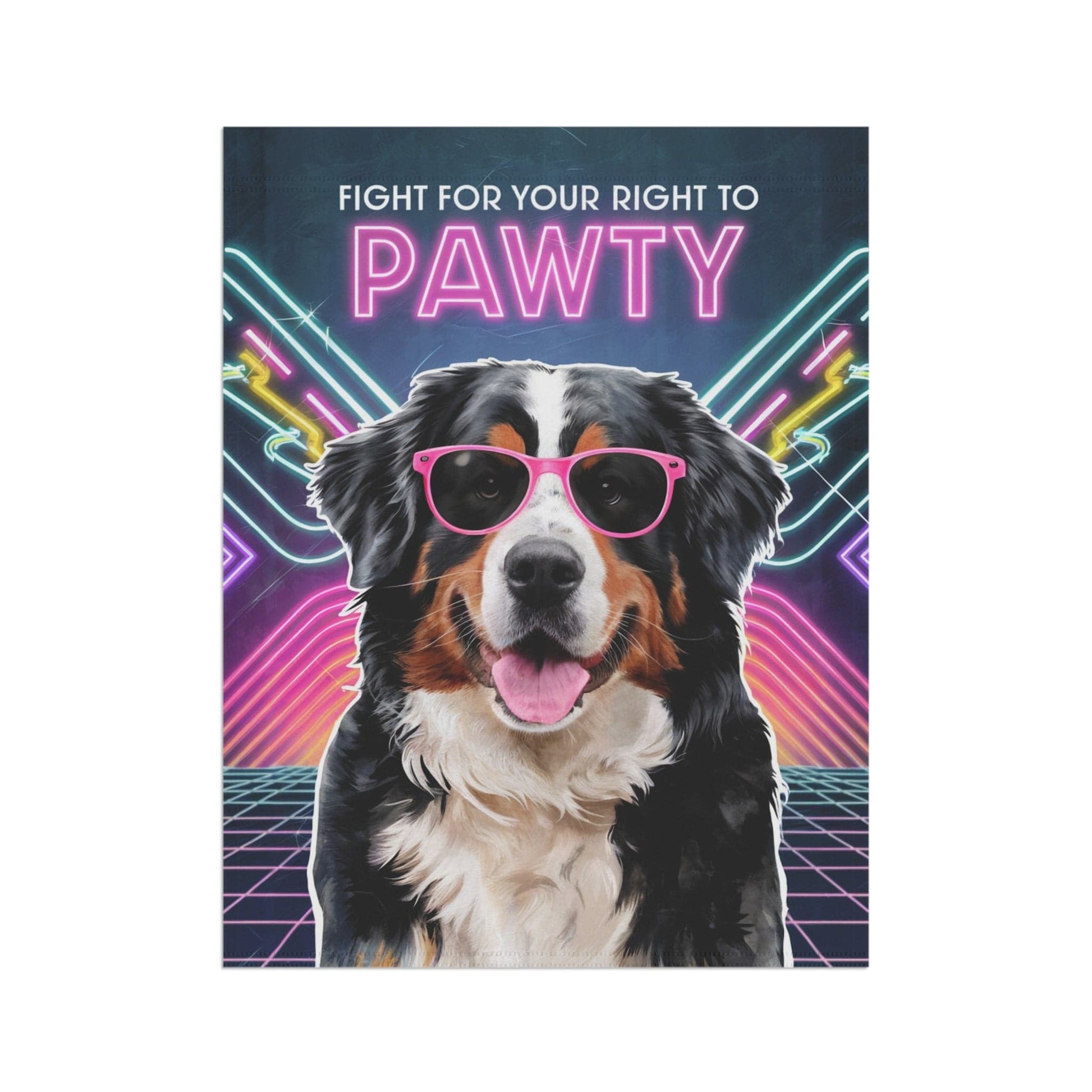 Printify Garden Flag Bernese Mountain Dog, 80s Party Retro-Futuristic Garden Flag, Front Yard Spring