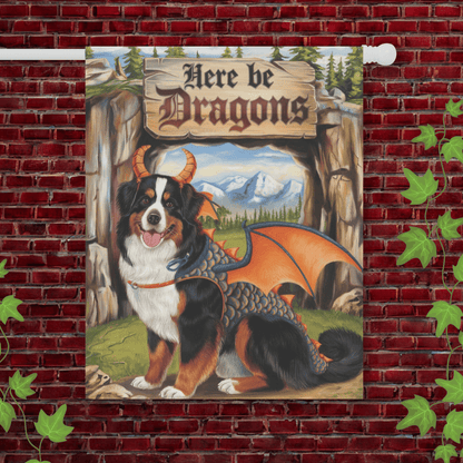 Printify Garden Flag 24.5'' × 32'' Bernese Mountain Dog Dragon Garden Flag