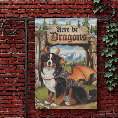 Printify Garden Flag 12'' × 18'' Bernese Mountain Dog Dragon Garden Flag