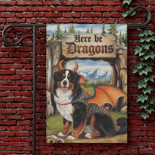 Printify Garden Flag 12'' × 18'' Bernese Mountain Dog Dragon Garden Flag