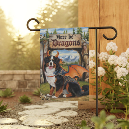 Printify Garden Flag Bernese Mountain Dog Dragon Garden Flag