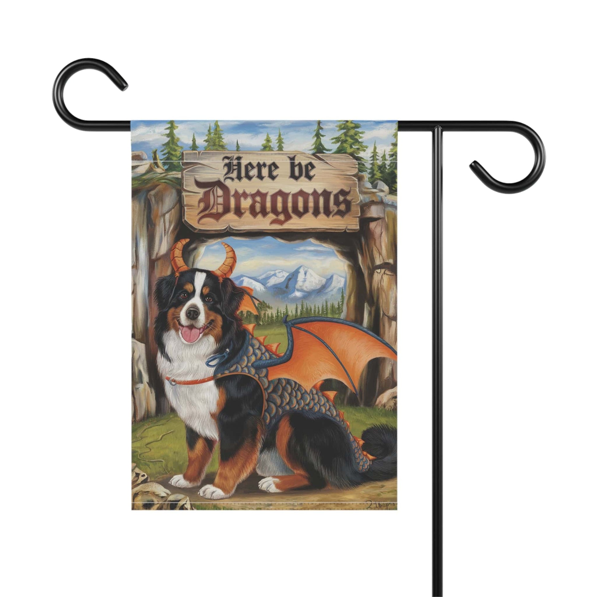 Printify Garden Flag Bernese Mountain Dog Dragon Garden Flag