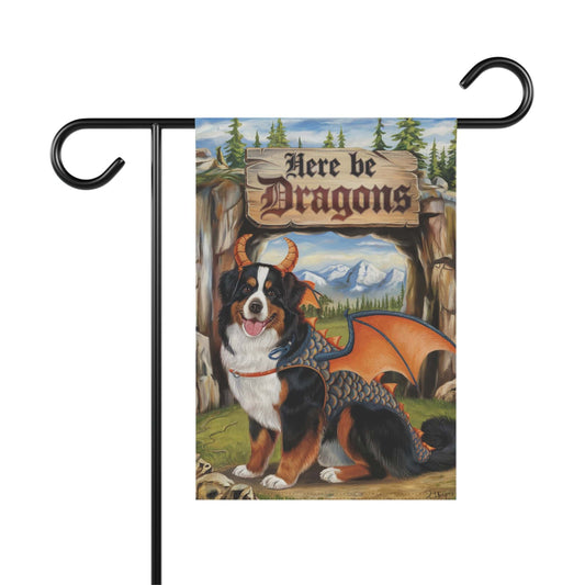 Printify Garden Flag Bernese Mountain Dog Dragon Garden Flag