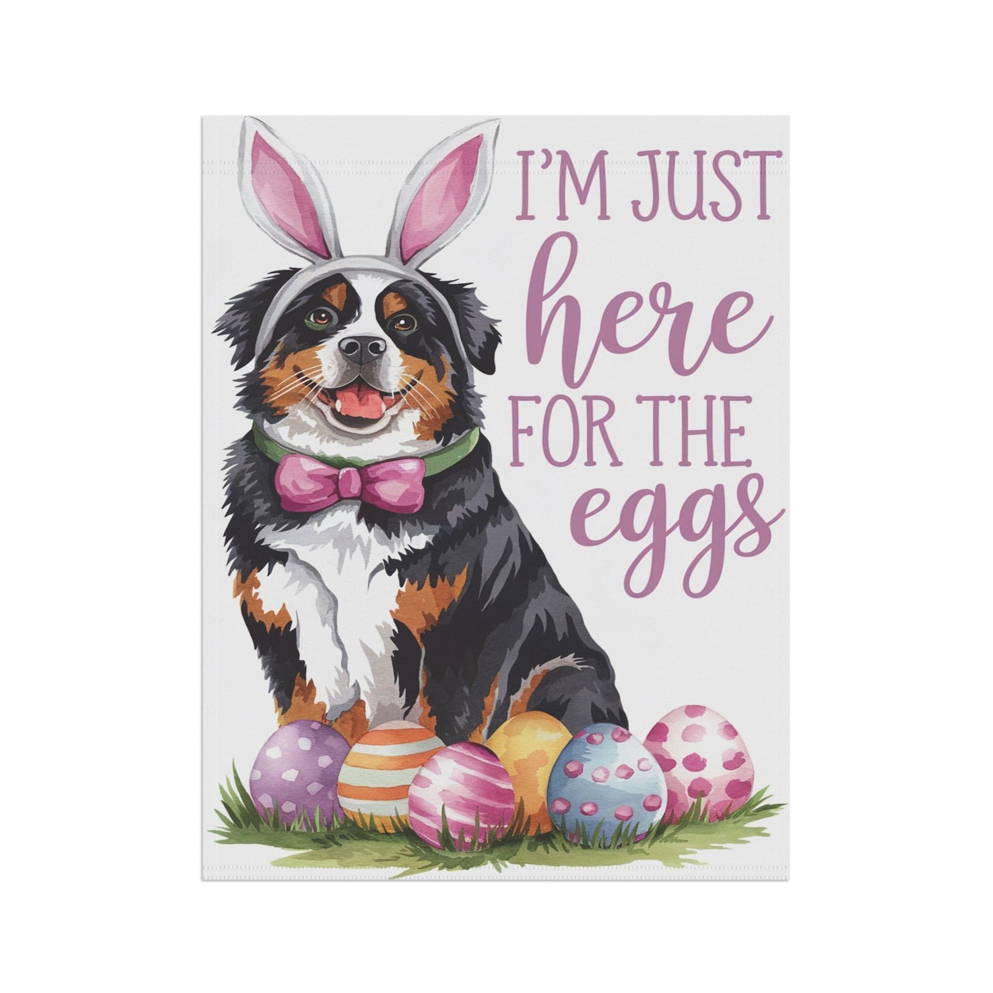 Printify Garden Flag Bernese Mountain Dog Easter Bunny Garden Flag