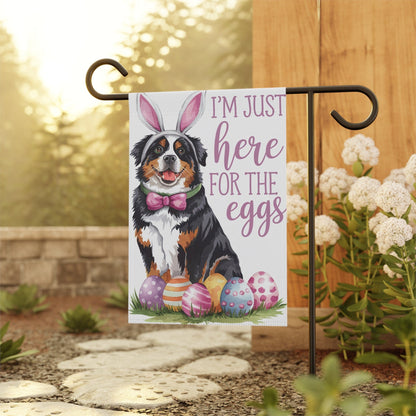 Printify Garden Flag Bernese Mountain Dog Easter Bunny Garden Flag