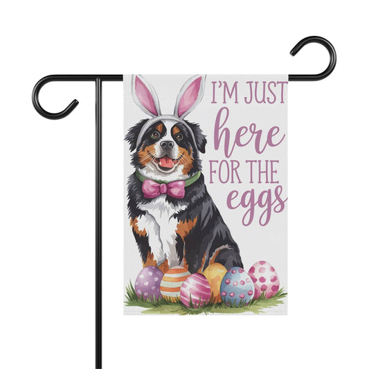 Printify Garden Flag Bernese Mountain Dog Easter Bunny Garden Flag