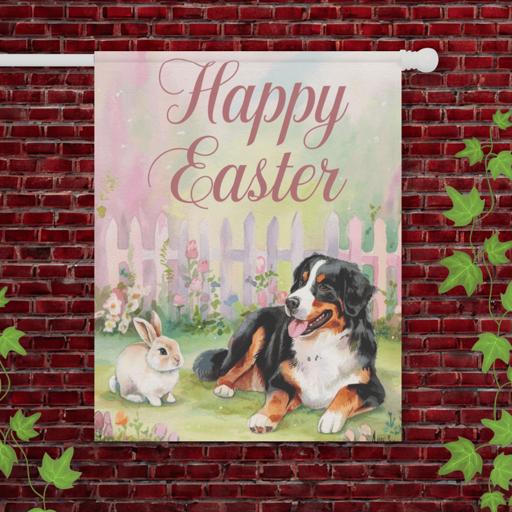 Printify Garden Flag 24.5'' × 32'' Bernese Mountain Dog Easter Garden Flag