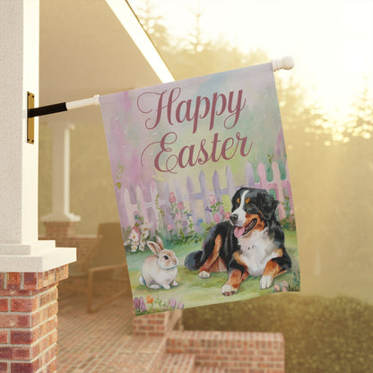 Printify Garden Flag Bernese Mountain Dog Easter Garden Flag