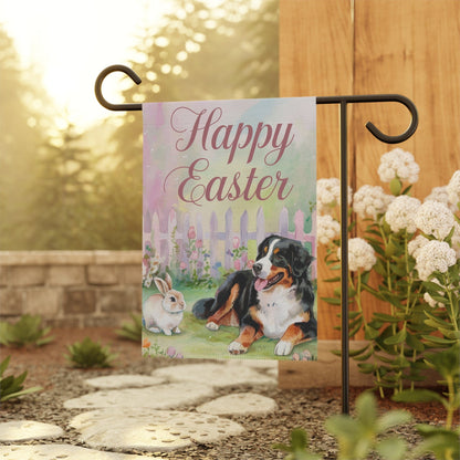 Printify Garden Flag Bernese Mountain Dog Easter Garden Flag