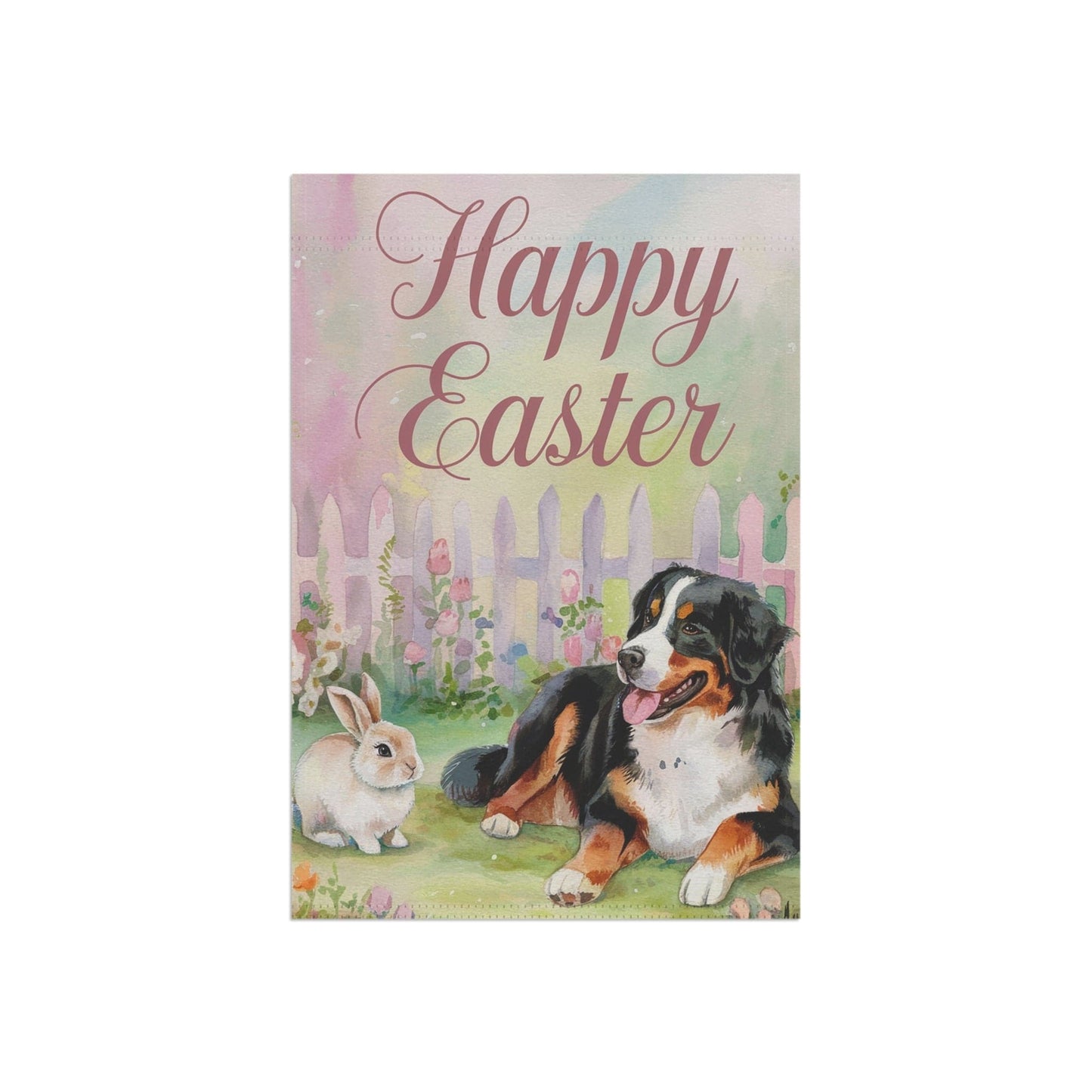 Printify Garden Flag Bernese Mountain Dog Easter Garden Flag
