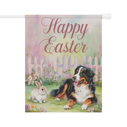 Printify Garden Flag Bernese Mountain Dog Easter Garden Flag