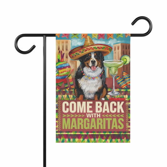 Printify Garden Flag 12'' × 18'' Bernese Mountain Dog Garden Flag, Cinco de Mayo Fiesta, Margarita Drinking Decor, Front Yard Decor, Gardener Gift, Funny garden flag