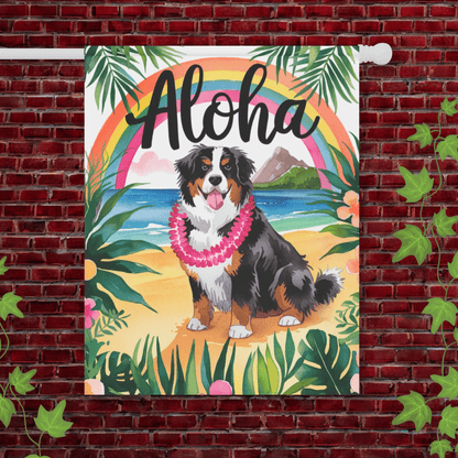 Printify Garden Flag 24.5'' × 32'' Bernese Mountain Dog Hawaii Garden Flag