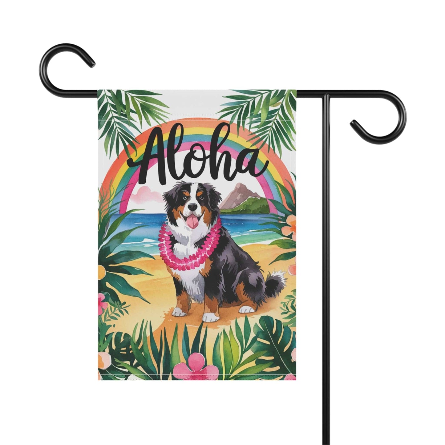 Printify Garden Flag Bernese Mountain Dog Hawaii Garden Flag