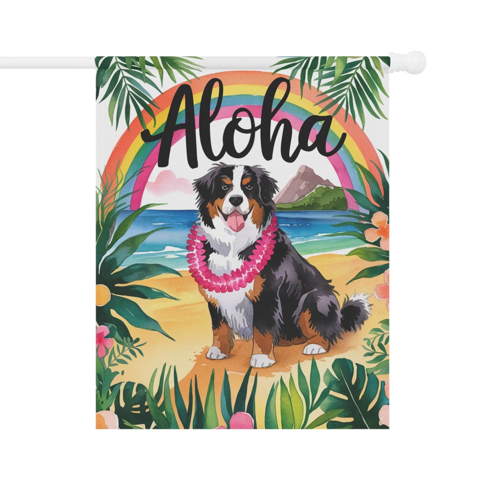 Printify Garden Flag Bernese Mountain Dog Hawaii Garden Flag