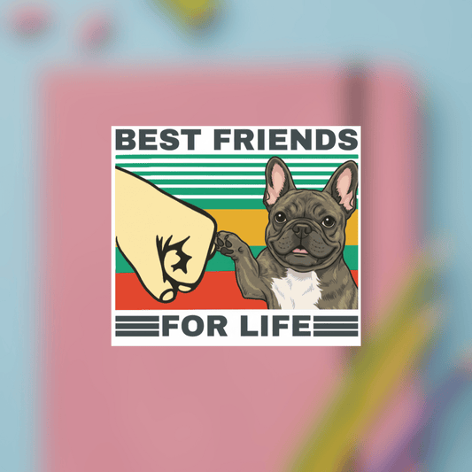 Best Friends Blenheim Frenchie Sticker 3" × 3" White