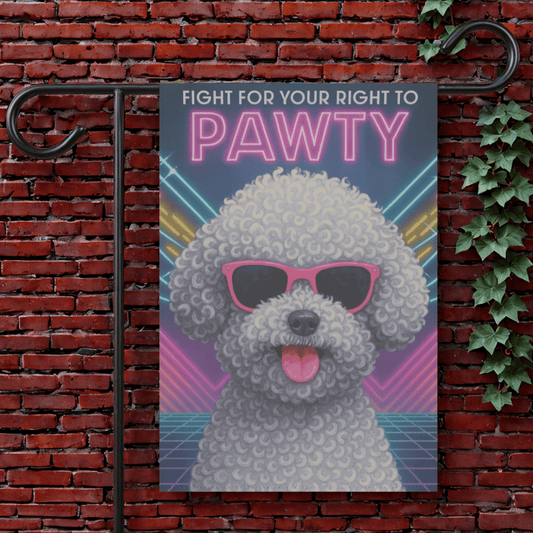 Printify Garden Flag 12'' × 18'' Bichon Frise 80s Garden Flag