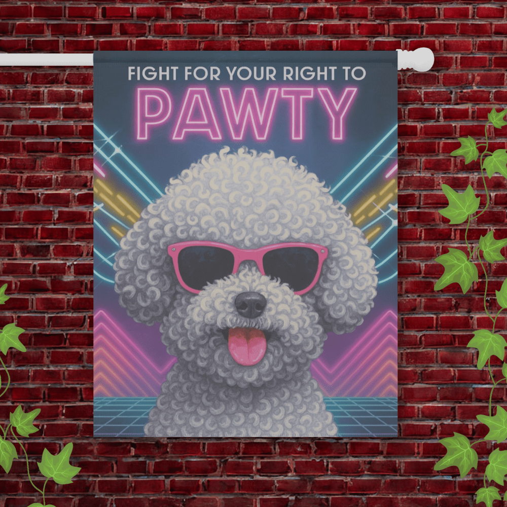 Printify Garden Flag 24.5'' × 32'' Bichon Frise 80s Garden Flag
