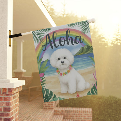 Bichon Frise Aloha Garden Flag