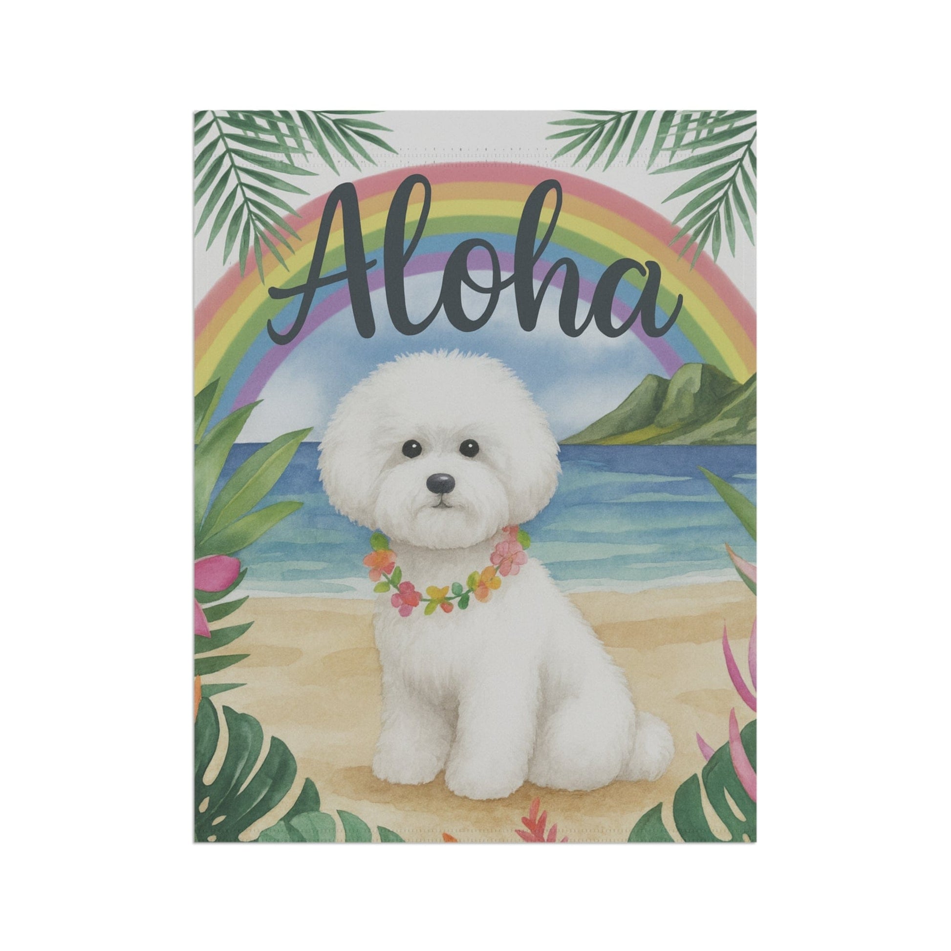 Bichon Frise Aloha Garden Flag