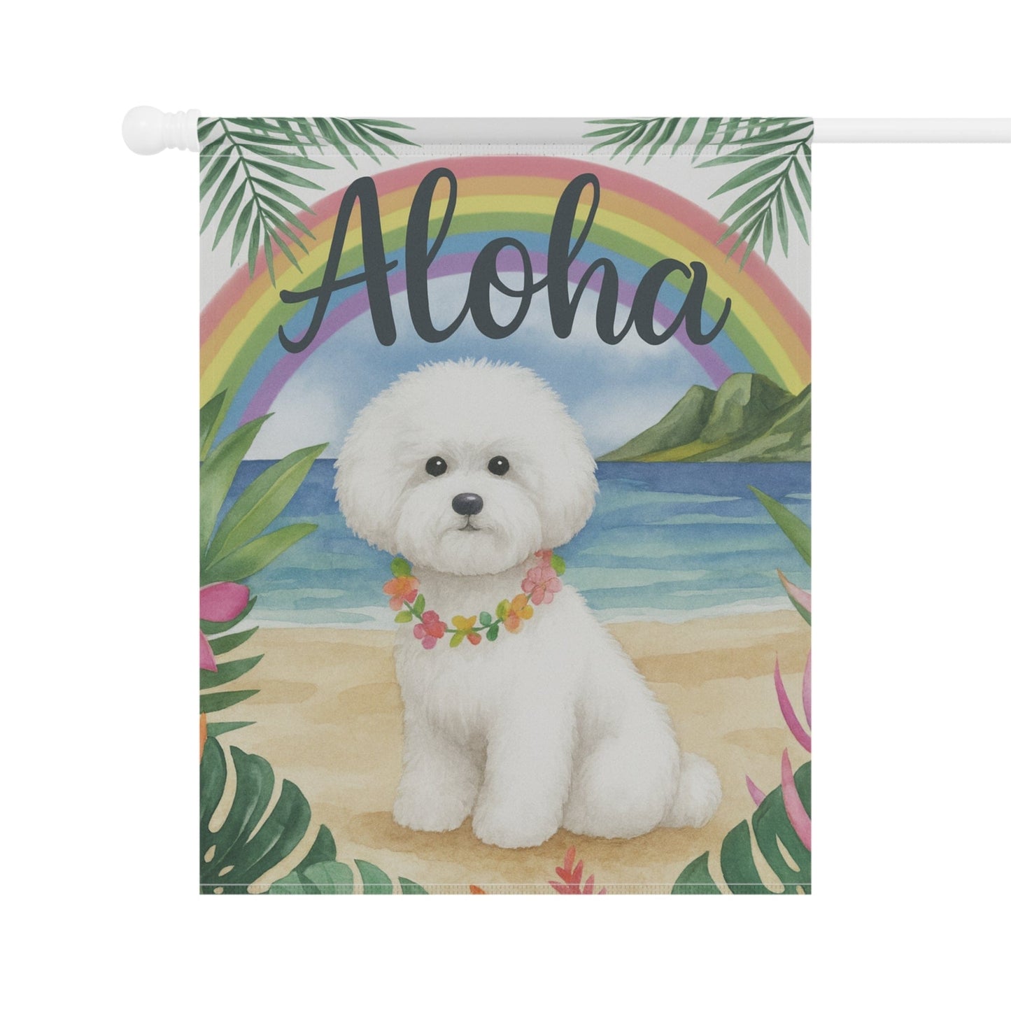 Bichon Frise Aloha Garden Flag
