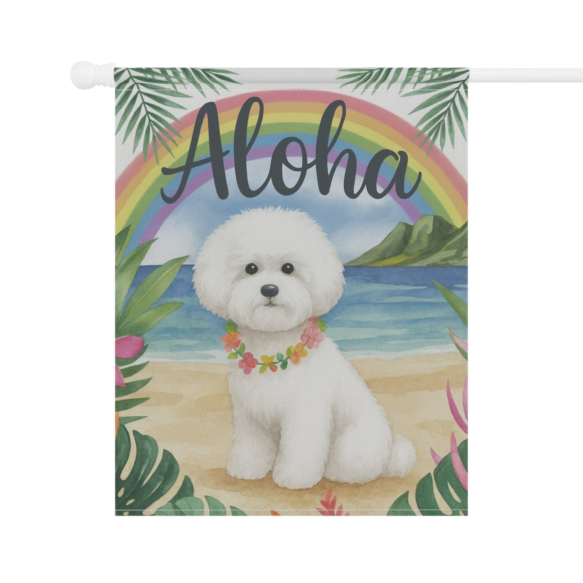 Bichon Frise Aloha Garden Flag
