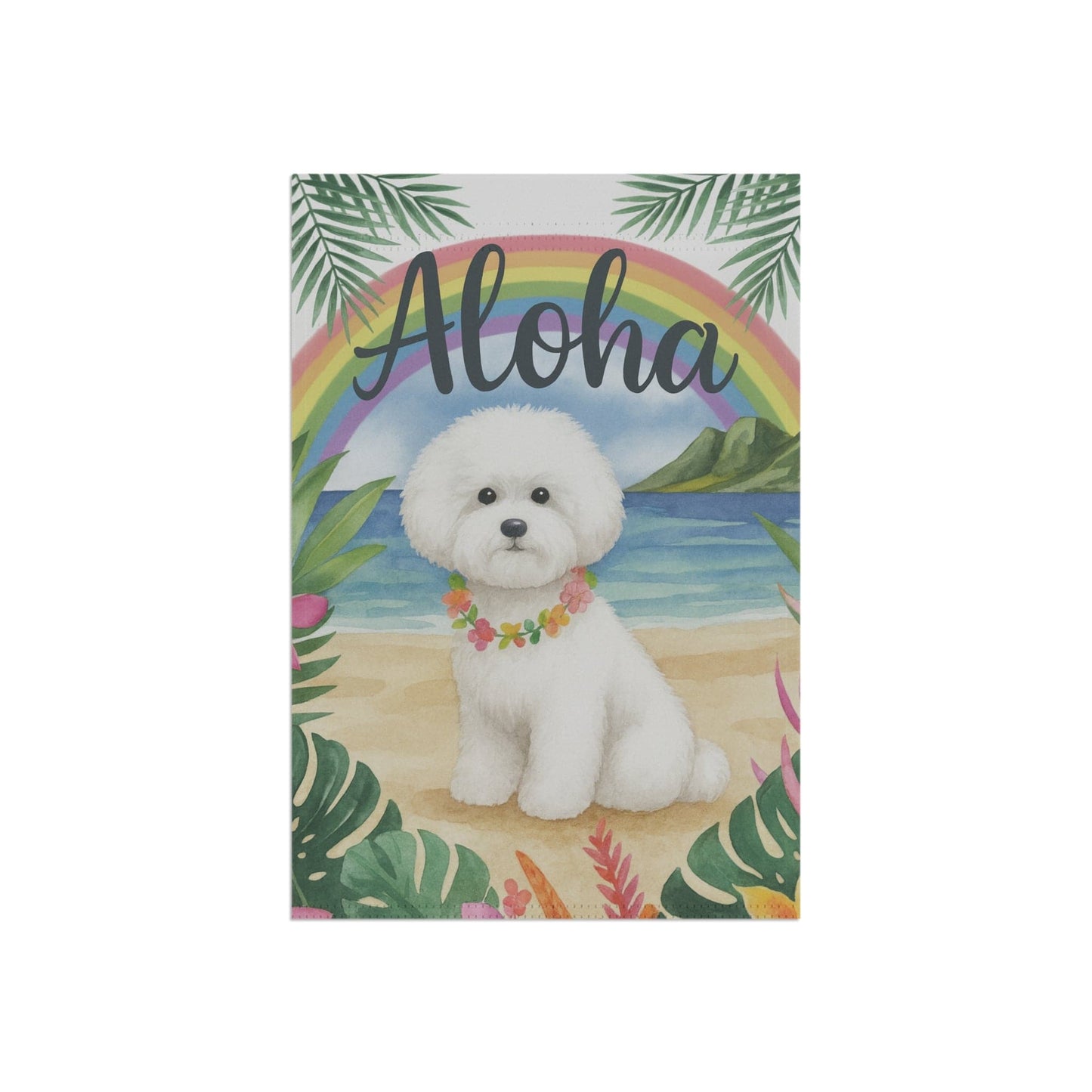 Bichon Frise Aloha Garden Flag