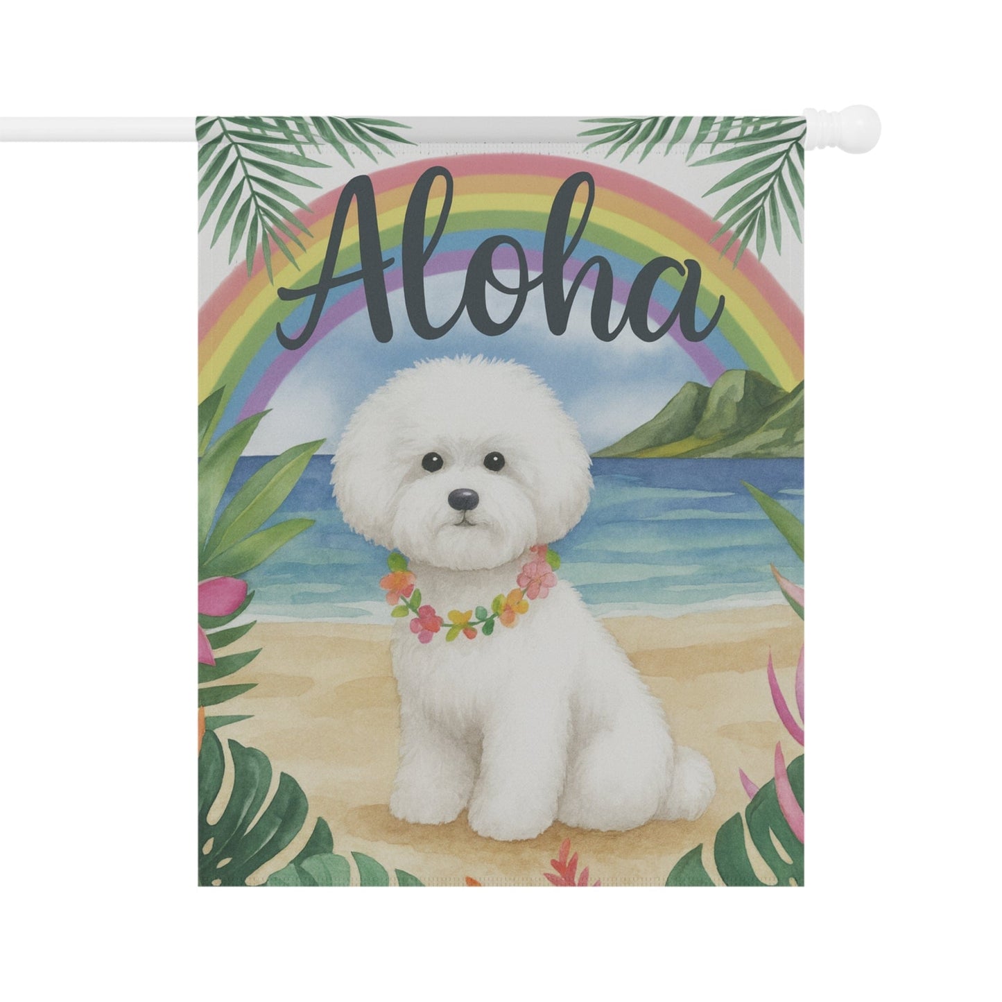 Bichon Frise Aloha Garden Flag