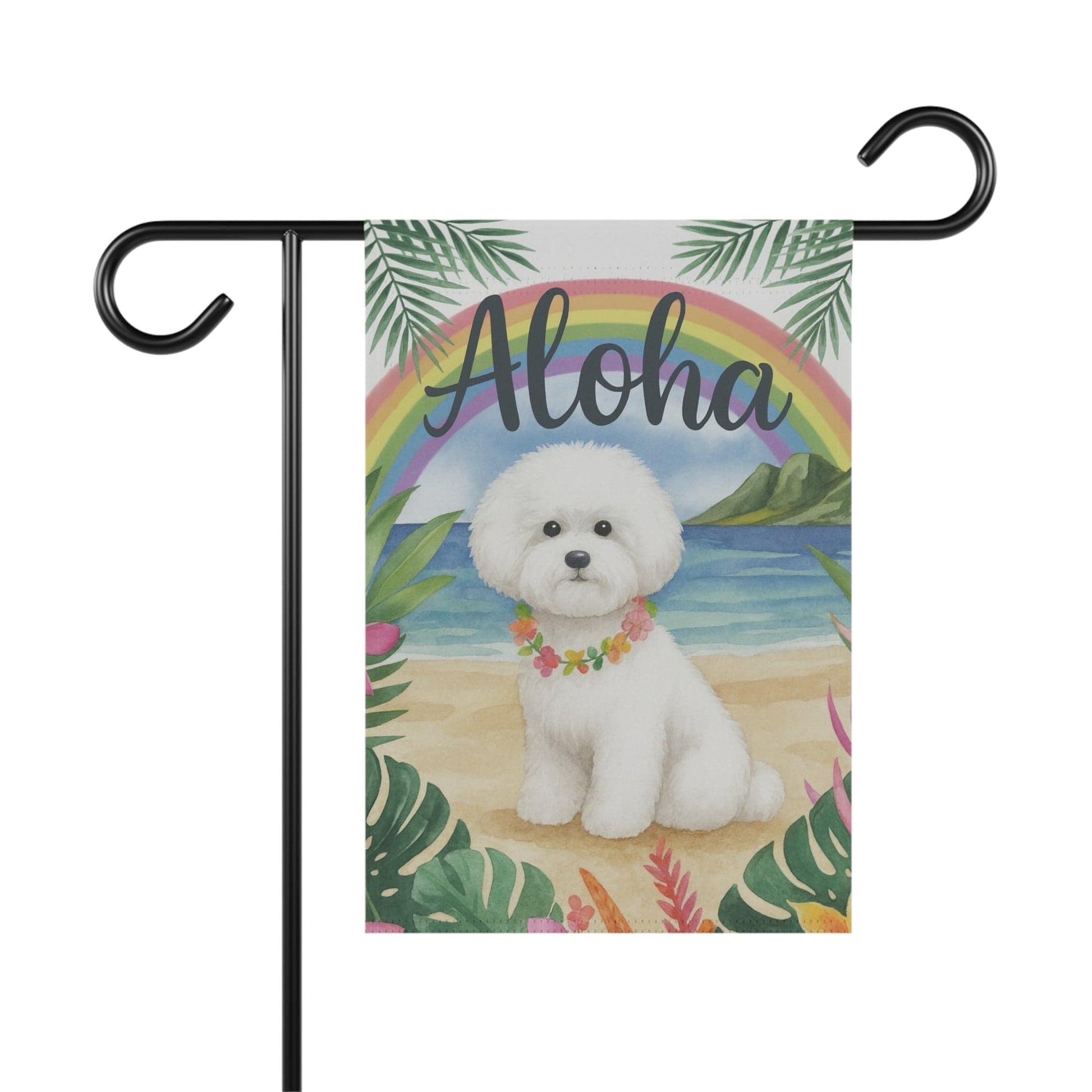 Bichon Frise Aloha Garden Flag