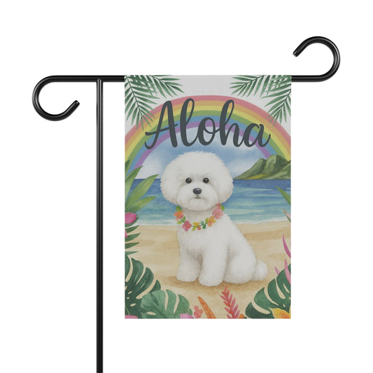 Bichon Frise Aloha Garden Flag
