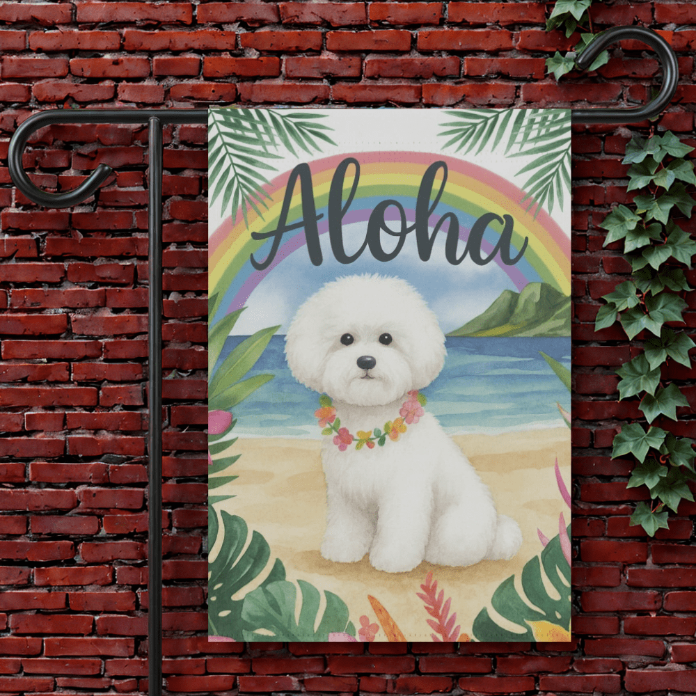 Bichon Frise Aloha Garden Flag 12'' × 18''