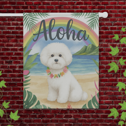 Bichon Frise Aloha Garden Flag 24.5'' × 32''