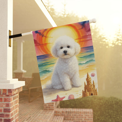Printify Home Decor Bichon Frise Beach Garden Flag