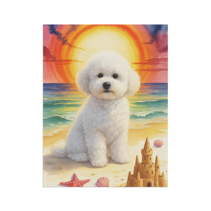 Printify Home Decor Bichon Frise Beach Garden Flag