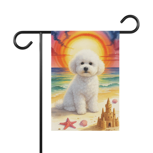 Printify Home Decor 12'' × 18'' Bichon Frise Beach Garden Flag