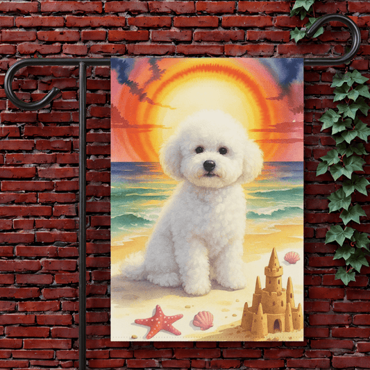 Printify Home Decor 12'' × 18'' Bichon Frise Beach Garden Flag